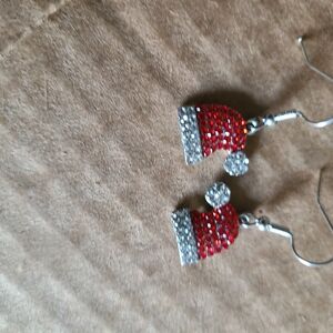 Sparkling Holiday Santa Hat Earrings